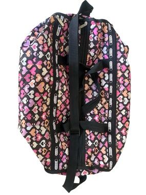 LeSportsac Heart Print Duffel Bag | Black Pink Multicolor | Made in USA